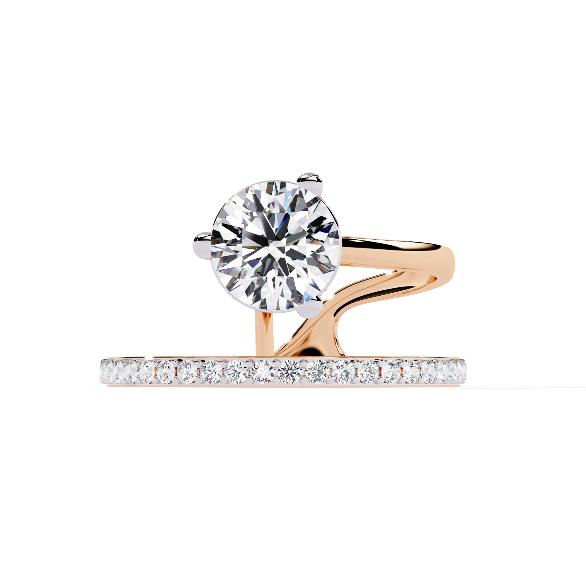 Solitairekart – 1.51ct Lab Grown Diamond Solitaire Bypass Ring in 14K Yellow Gold